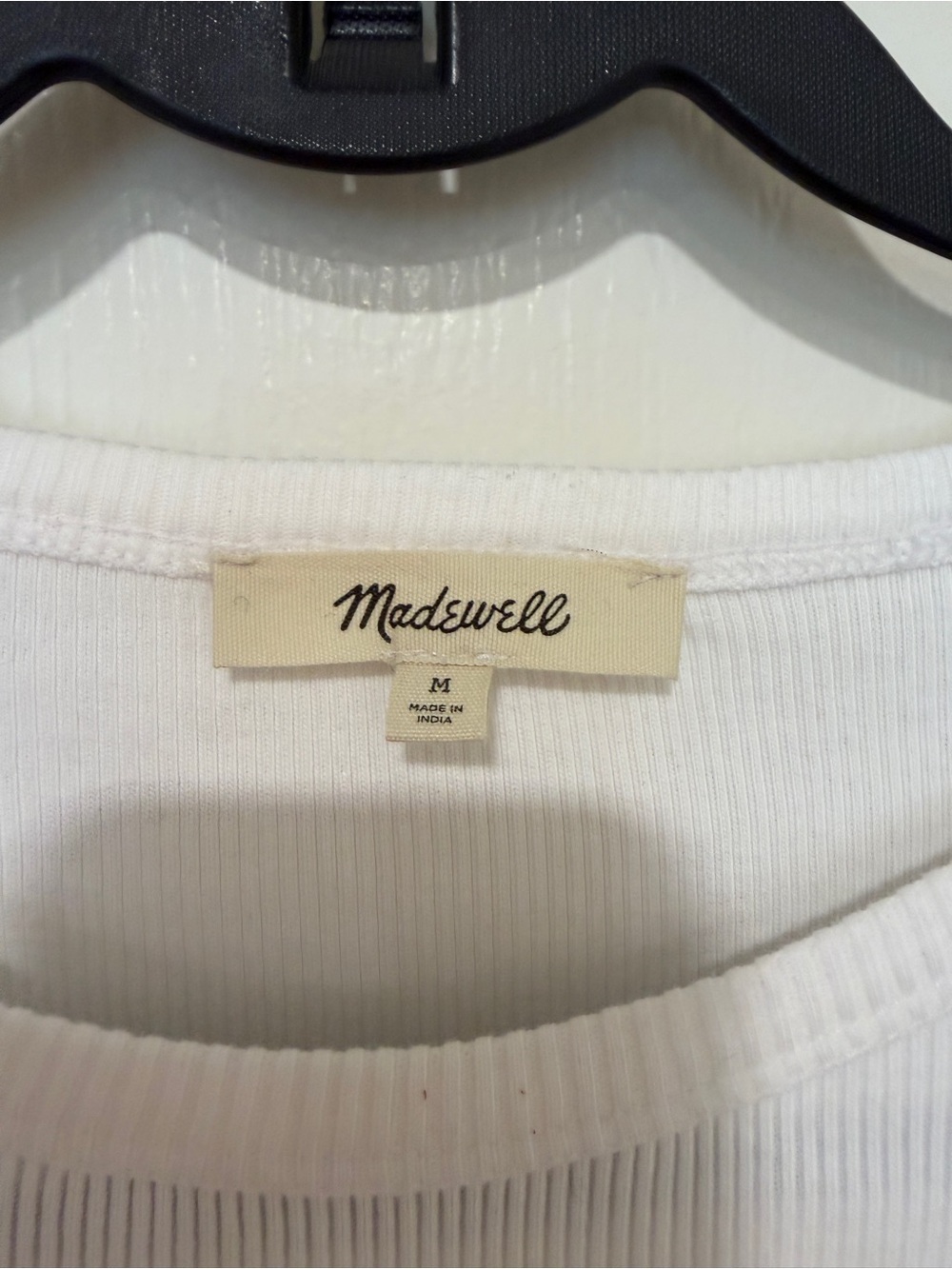 Madewell White Puff Sleeve Long Sleeve Tee 100% Cotton Size Medium - Picture 5 of 8